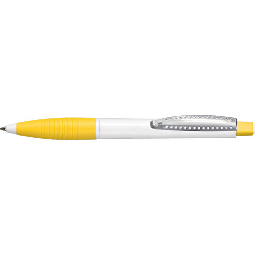 Kugelschreiber CLUB , Ritter-Pen, zitronen-gelb/weiss, ABS-Kunststoff, 14,20cm (Länge), Bild 3