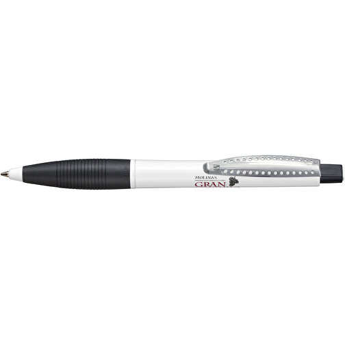 Kugelschreiber CLUB , Ritter-Pen, schwarz/weiß, ABS-Kunststoff, 14,20cm (Länge), Bild 3
