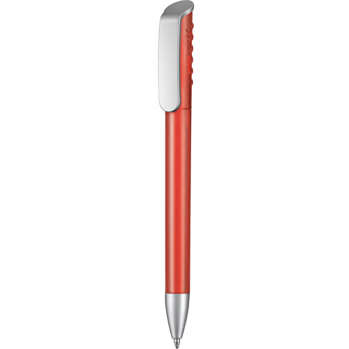 Kugelschreiber Top Spin Frozen SI , Ritter-Pen, rot-frozen/silber, ABS-Kunststoff, 14,10cm (Länge), Bild 1