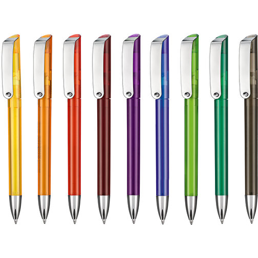 Kugelschreiber GLOSSY TRANSPARENT , Ritter-Pen, blau-transparent, ABS-Kunststoff, 14,20cm (Länge), Bild 4