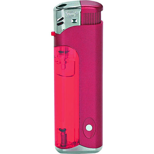 TOM® EB-17 LED 42 Elektronik-Feuerzeug , Tom, metallic rot, AS/ABS, 2,50cm x 8,20cm x 1,20cm (Länge x Höhe x Breite), Bild 1
