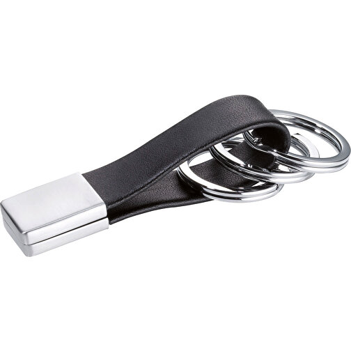 TROIKA Schlüsselanhänger TWISTER , Troika, schwarz, Leder/Metall, 7,50cm x 0,90cm x 1,60cm (Länge x Höhe x Breite), Bild 1