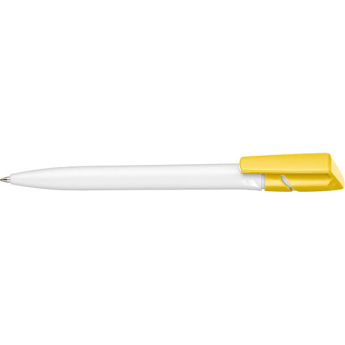 Kugelschreiber TWISTER , Ritter-Pen, weiß/zitronen-gelb, ABS-Kunststoff, 14,50cm (Länge), Bild 3