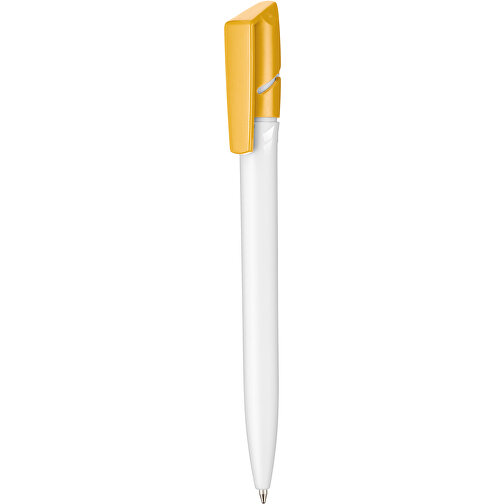 Kugelschreiber TWISTER , Ritter-Pen, weiß/apricot-gelb, ABS-Kunststoff, 14,50cm (Länge), Bild 1