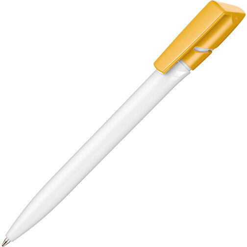 Kugelschreiber TWISTER , Ritter-Pen, weiß/apricot-gelb, ABS-Kunststoff, 14,50cm (Länge), Bild 2