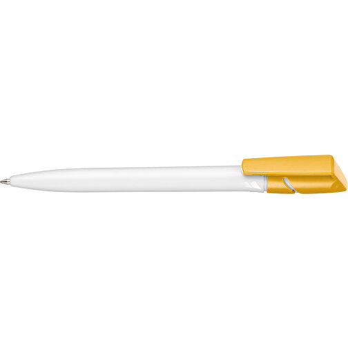 Kugelschreiber TWISTER , Ritter-Pen, weiß/apricot-gelb, ABS-Kunststoff, 14,50cm (Länge), Bild 3
