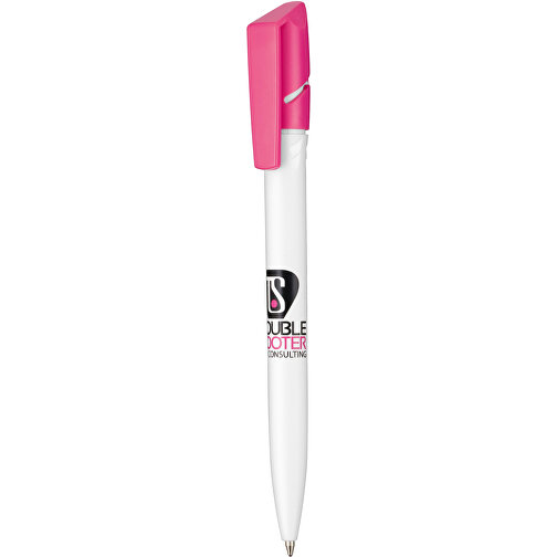 Kugelschreiber TWISTER , Ritter-Pen, pink/weiß, ABS-Kunststoff, 14,50cm (Länge), Bild 1