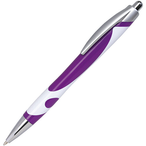 Kugelschreiber MODERN , lila, weiß, Kunststoff, 14,30cm (Länge), Bild 2