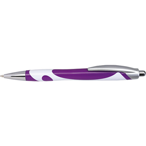Kugelschreiber MODERN , lila, weiß, Kunststoff, 14,30cm (Länge), Bild 3