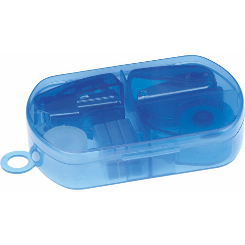 Burobox , transparent blau, Kunststoff, 9,50cm x 2,00cm x 6,00cm (Länge x Höhe x Breite), Bild 1