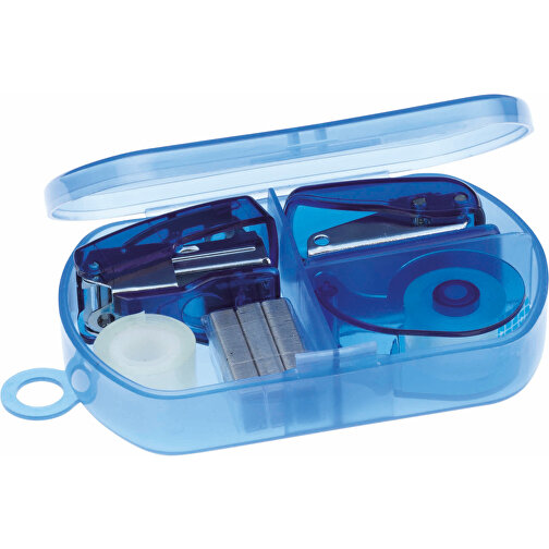 Burobox , transparent blau, Kunststoff, 9,50cm x 2,00cm x 6,00cm (Länge x Höhe x Breite), Bild 3
