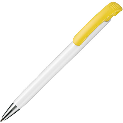 Kugelschreiber BONITA , Ritter-Pen, zitronen-gelb/weiss, ABS-Kunststoff, 14,80cm (Länge), Bild 2