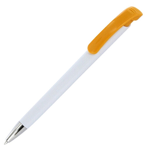 Kugelschreiber BONITA , Ritter-Pen, apricot/weiß, ABS-Kunststoff, 14,80cm (Länge), Bild 2