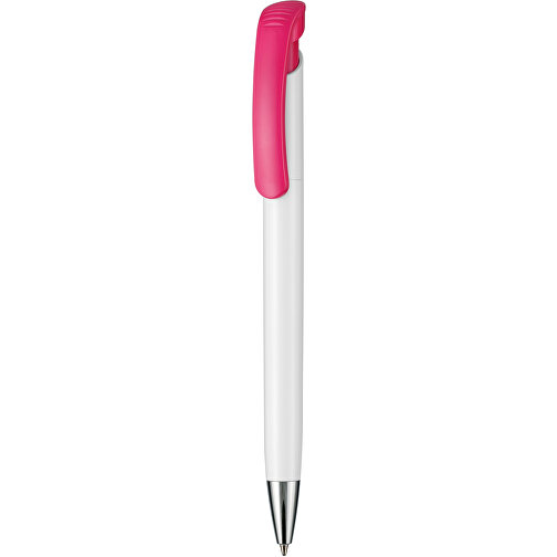 Kugelschreiber BONITA , Ritter-Pen, pink/weiß, ABS-Kunststoff, 14,80cm (Länge), Bild 1