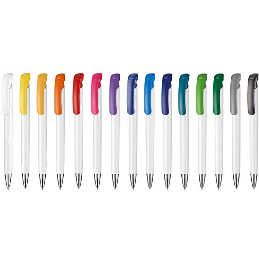 Kugelschreiber BONITA , Ritter-Pen, pink/weiß, ABS-Kunststoff, 14,80cm (Länge), Bild 4