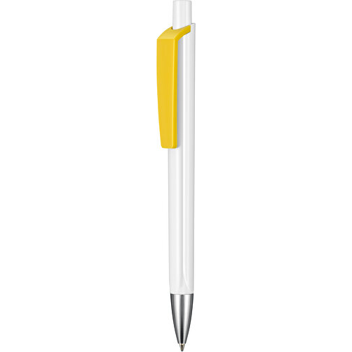 Kugelschreiber TRI-STAR , Ritter-Pen, zitronen-gelb/weiss, ABS-Kunststoff, 14,00cm (Länge), Bild 1