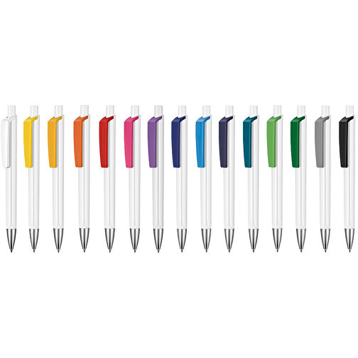 Kugelschreiber TRI-STAR , Ritter-Pen, petrol/weiß, ABS-Kunststoff, 14,00cm (Länge), Bild 4