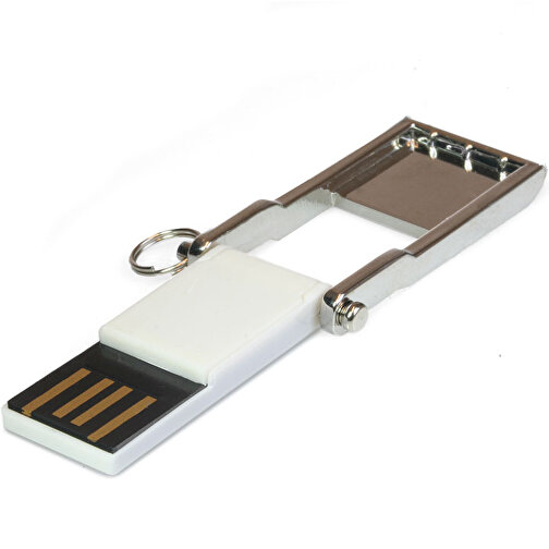 USB-Stick TINY 8GB , Promo Effects MB , silber / weiss MB , 8 GB , Zinklegierung MB , 3 - 10 MB/s MB , 3,00cm x 0,40cm x 1,60cm (Länge x Höhe x Breite), Bild 1