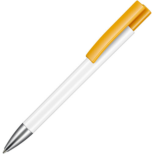 Kugelschreiber STRATOS , Ritter-Pen, apricot/weiß, ABS-Kunststoff, 14,50cm (Länge), Bild 2