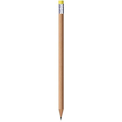 Bleistift, Natur, Rund, Mit Radierer , dunkelgelb, Holz, 18,50cm x 0,70cm x 0,70cm (Länge x Höhe x Breite), Bild 1