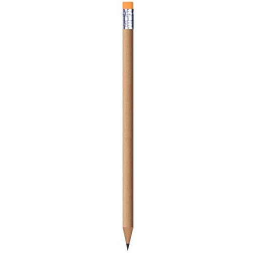 Bleistift, Natur, Rund, Mit Radierer , neonorange, Holz, 18,50cm x 0,70cm x 0,70cm (Länge x Höhe x Breite), Bild 1