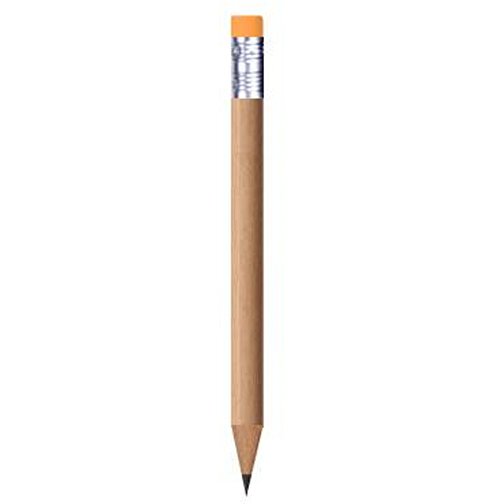 Bleistift, Natur, Rund, Mit Radierer, Kurz , orange, Holz, 9,50cm x 0,70cm x 0,70cm (Länge x Höhe x Breite), Bild 1
