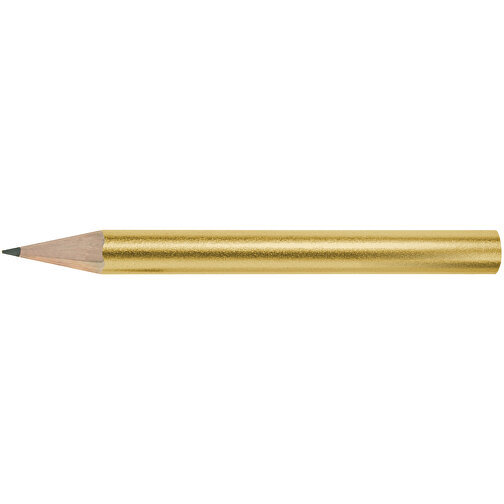 Bleistift, Lackiert, Rund, Kurz , gold, Holz, 8,50cm x 0,70cm x 0,70cm (Länge x Höhe x Breite), Bild 3