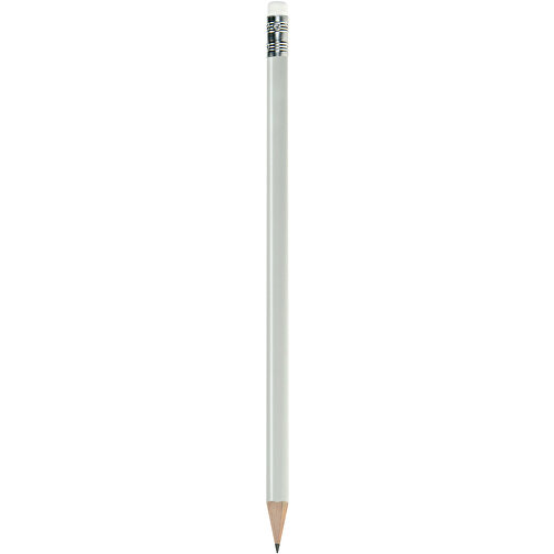 Bleistift Rund, Lackiert, Mit Radierer , weiß, Radierer weiß, Holz, 18,50cm x 0,70cm x 0,70cm (Länge x Höhe x Breite), Bild 1
