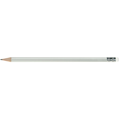 Bleistift Rund, Lackiert, Mit Radierer , weiß, Radierer weiß, Holz, 18,50cm x 0,70cm x 0,70cm (Länge x Höhe x Breite), Bild 3