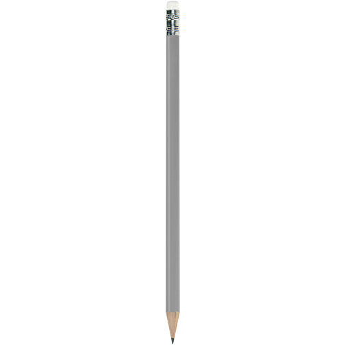 Bleistift Rund, Lackiert, Mit Radierer , grau, Radierer weiß, Holz, 18,50cm x 0,70cm x 0,70cm (Länge x Höhe x Breite), Bild 1
