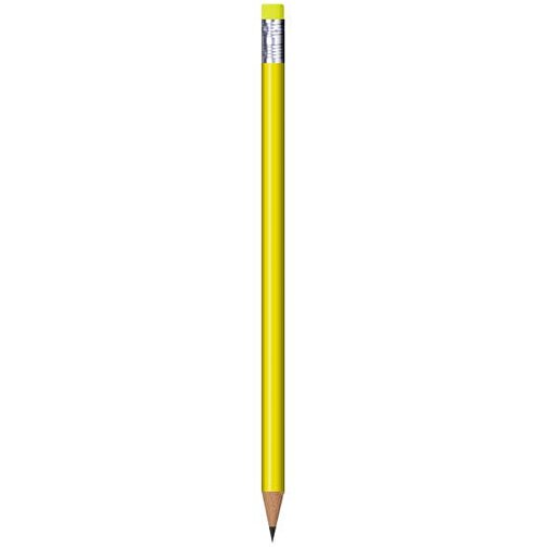 Bleistift Rund, Lackiert, Mit Radierer , gelb, Radierer gelb, Holz, 18,50cm x 0,70cm x 0,70cm (Länge x Höhe x Breite), Bild 1