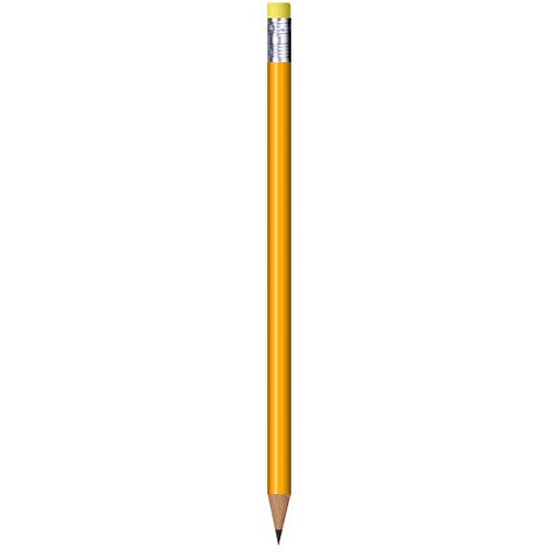 Bleistift Rund, Lackiert, Mit Radierer , dunkelgelb, Radierer gelb, Holz, 18,50cm x 0,70cm x 0,70cm (Länge x Höhe x Breite), Bild 1