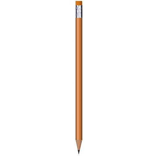 Bleistift Rund, Lackiert, Mit Radierer , ocker, Radierer orange, Holz, 18,50cm x 0,70cm x 0,70cm (Länge x Höhe x Breite), Bild 1