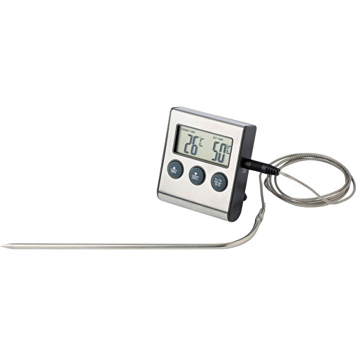 Fleisch-Thermometer Cuisine , schwarz/silber, ABS, Aluminium, 5,30cm x 1,00cm x 7,10cm (Länge x Höhe x Breite), Bild 1