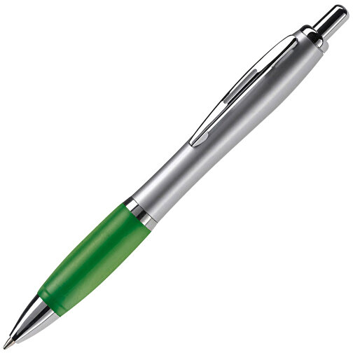 Kugelschreiber Hawaï Silver , silber / grün, ABS & Metall, 14,00cm (Länge), Bild 2