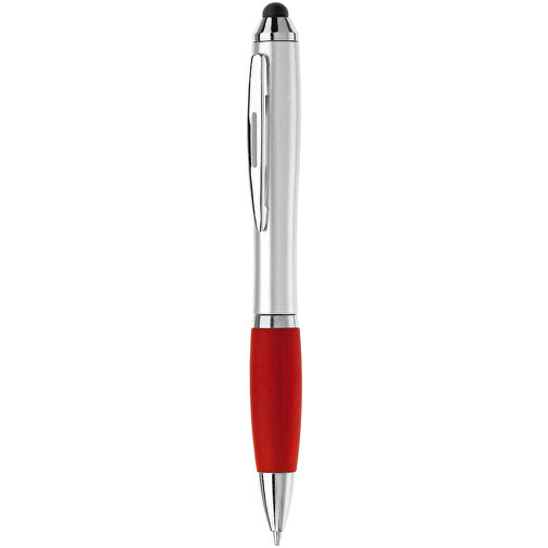 Kugelschreiber Hawaï Mit Touch , silber / rot, ABS, 13,50cm (Länge), Bild 1