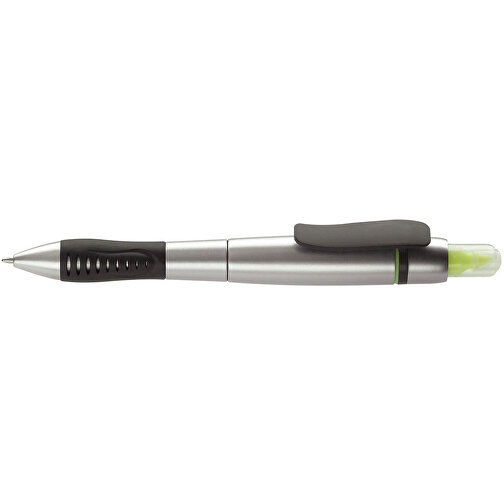 Kugelschreiber Mit Textmarker , silber / gelb, ABS & PP, 14,00cm (Länge), Bild 3
