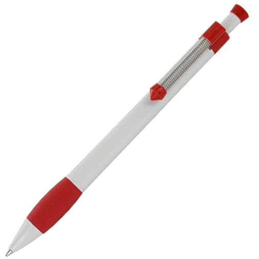 Kugelschreiber Spring Grippy , Ritter-Pen, signalrot/weiss, ABS-Kunststoff, 14,10cm (Länge), Bild 2