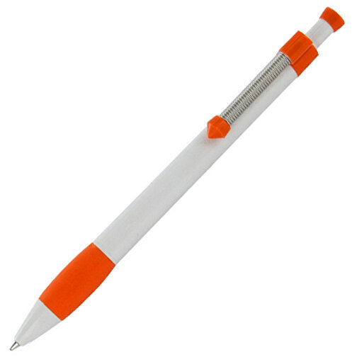 Kugelschreiber Spring Grippy , Ritter-Pen, apricot/weiß, ABS-Kunststoff, 14,10cm (Länge), Bild 2