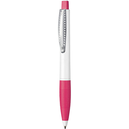 Kugelschreiber CLUB , Ritter-Pen, pink/weiss, ABS-Kunststoff, 14,20cm (Länge), Bild 1