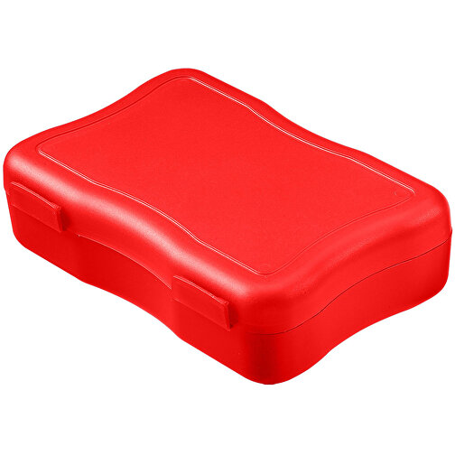 Brotzeitdose 'Wave', Klein , standard-rot, Kunststoff, 14,70cm x 4,00cm x 10,00cm (Länge x Höhe x Breite), Bild 1