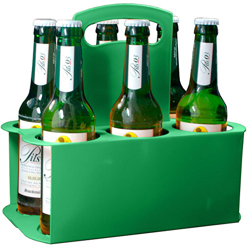 Bierflaschenträger 'Take 6' , standard-grün, Kunststoff, 27,00cm x 25,70cm x 17,40cm (Länge x Höhe x Breite), Bild 1