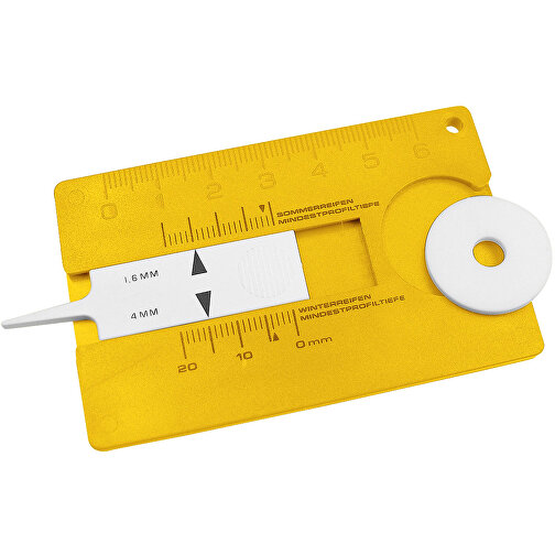 Reifenprofilmesser 'Card' , standard-gelb, Kunststoff, 8,20cm x 0,40cm x 5,10cm (Länge x Höhe x Breite), Bild 1