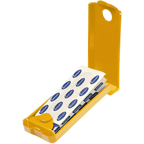 Pflasterbox 'Stripe' , standard-gelb, Kunststoff, 8,30cm x 1,60cm x 3,60cm (Länge x Höhe x Breite), Bild 1