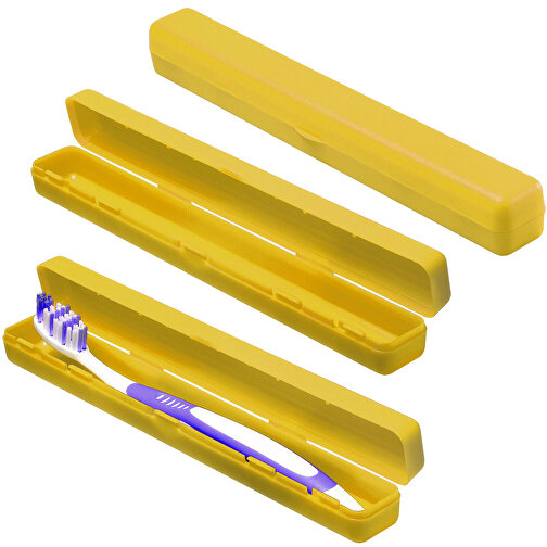 Schutzbox 'Zahnbürste' , trend-gelb PP, Kunststoff, 20,50cm x 2,40cm x 2,60cm (Länge x Höhe x Breite), Bild 1