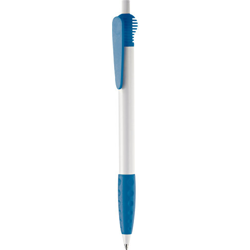 Kugelschreiber Cosmo Grip HC , weiss / hellblau, ABS, 14,70cm (Länge), Bild 1