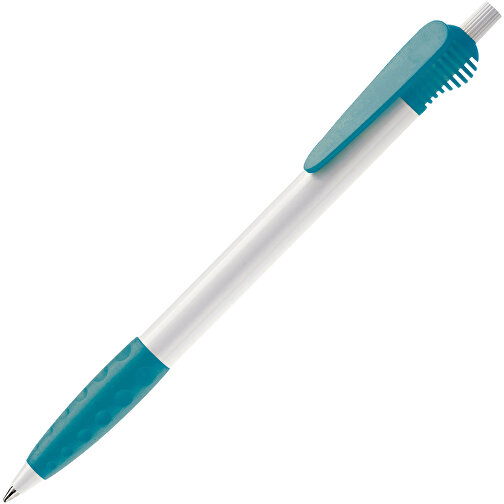 Kugelschreiber Cosmo Grip HC , weiss / türkis, ABS, 14,70cm (Länge), Bild 2
