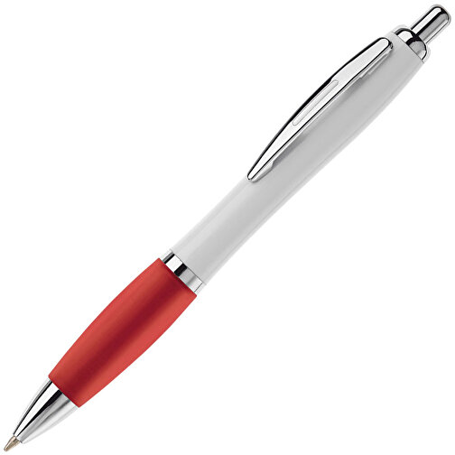 Kugelschreiber Hawaï Weiss , weiss / rot, ABS & Metall, 14,00cm (Länge), Bild 2