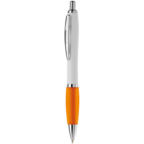 Kugelschreiber Hawaï Weiss , weiss / orange, ABS & Metall, 14,00cm (Länge), Bild 1