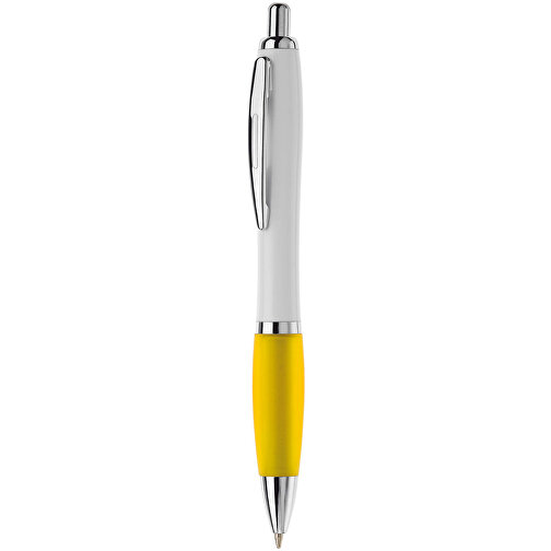 Kugelschreiber Hawaï Weiß , weiß / gelb, ABS & Metall, 14,00cm (Länge), Bild 1